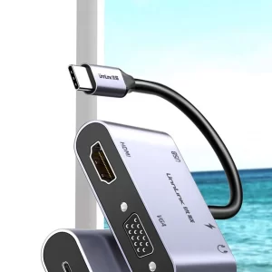 USB Type C to 4K HDMI+1080P VGA+USB3.0+PD55W Adapter
