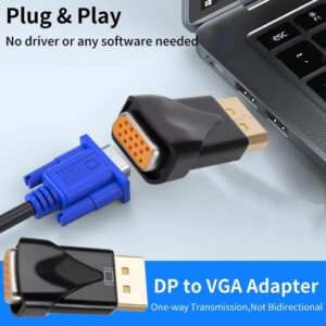 DP to VGA Converter Adapter, DisplayPort Display Port Male to VGA Female Converter for PC Projector DVD TV Laptop Monitor