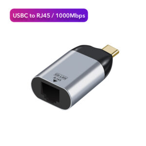 A compact USB-C to Ethernet adapter that seamlessly connects your USB-C devices to wired networks, offering fast and reliable Gigabit Ethernet speeds up to 1Gbps.
