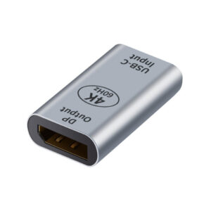 A versatile USB-C Female to DisplayPort Female Adapter, enabling seamless connectivity between USB-C devices and DisplayPort monitors or projectors, supporting resolutions up to 4K at 60Hz.
