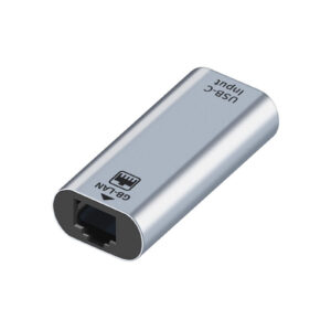 USB-C Female to RJ45 GB-LAN Female Adapter, a compact and convenient way to connect USB-C devices to wired Ethernet networks.