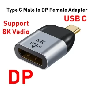 USB-C Male to 8K DP1.4 Female Adapter, connecting a USB-C device to an 8K