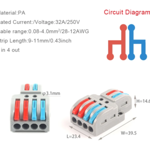 4-way push-in terminal block connector_(2 in - 4 out)