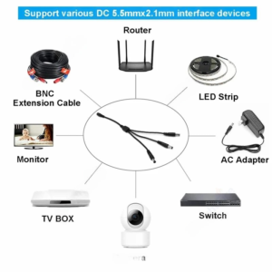 Multi-Port 5.5mm x 2.1mm DC Splitter Cable